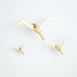 Metallic Flock Wall Decor (Set of 3)-Brass