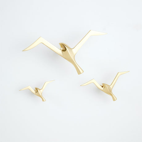 Metallic Flock Wall Decor (Set of 3)-Brass