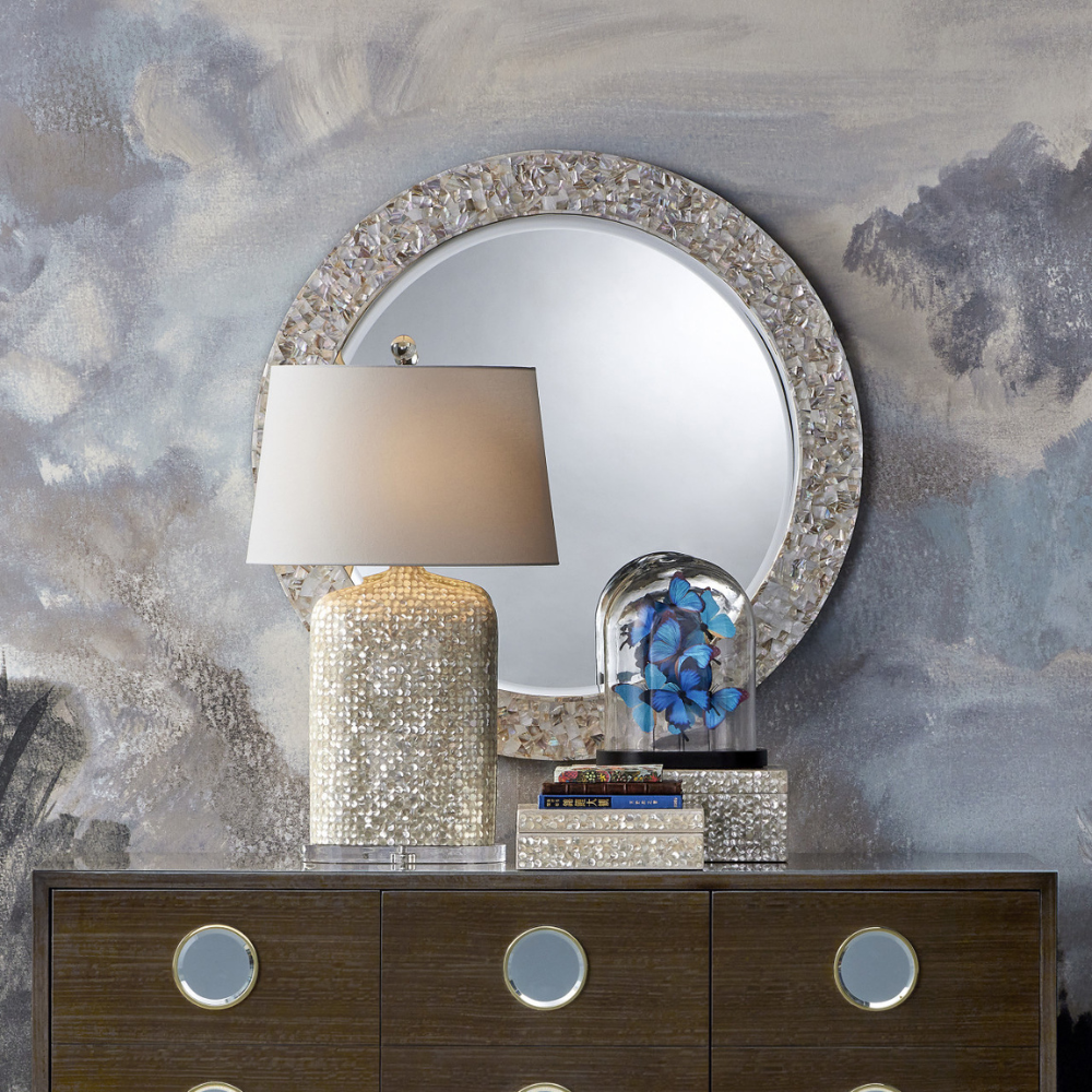 Uma Mother of Pearl Round Mirror