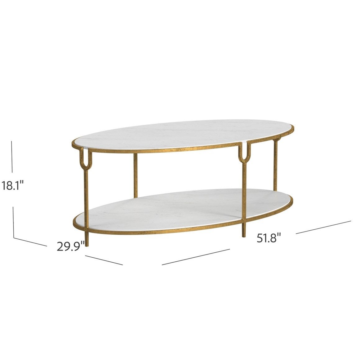 Iron and Stone Oval Coffee Table