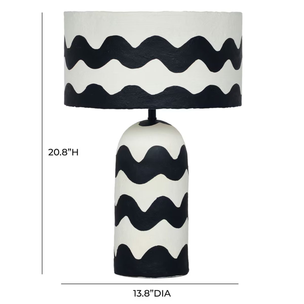 Tropea Black Waves Papier Mache Table Lamp