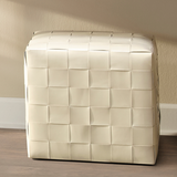 Woven Leather Ottoman