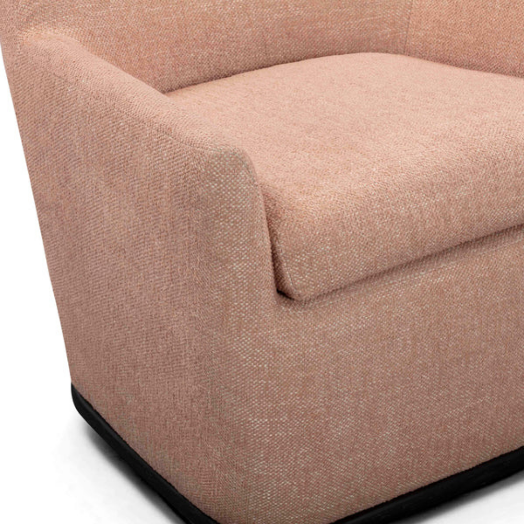 Johnny Peach Textured Fabric Swivel Accent Chair