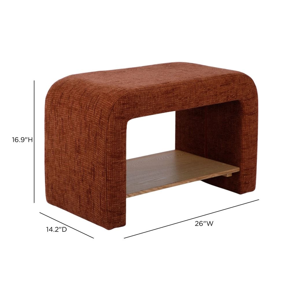 Alvie Railroad Storage Side Table Ottomans + Stools