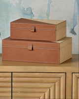Leather & Raffia Box (Set of 2)