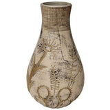 Earthy Floral Pattern Vase in Grey
