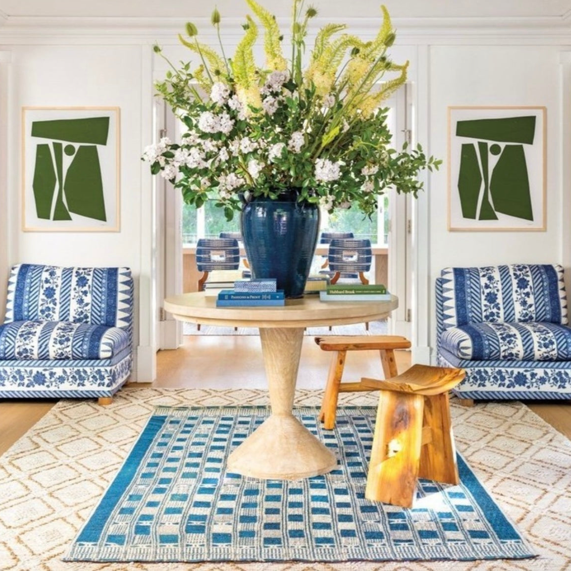 Mika Indoor/Outdoor Rug - Blue/Ivory