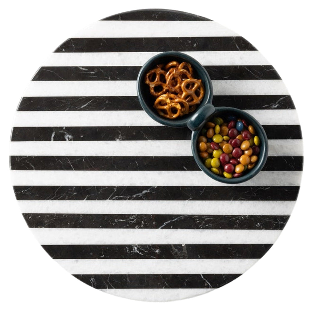 Marceau Black/White Striped Lazy Susan