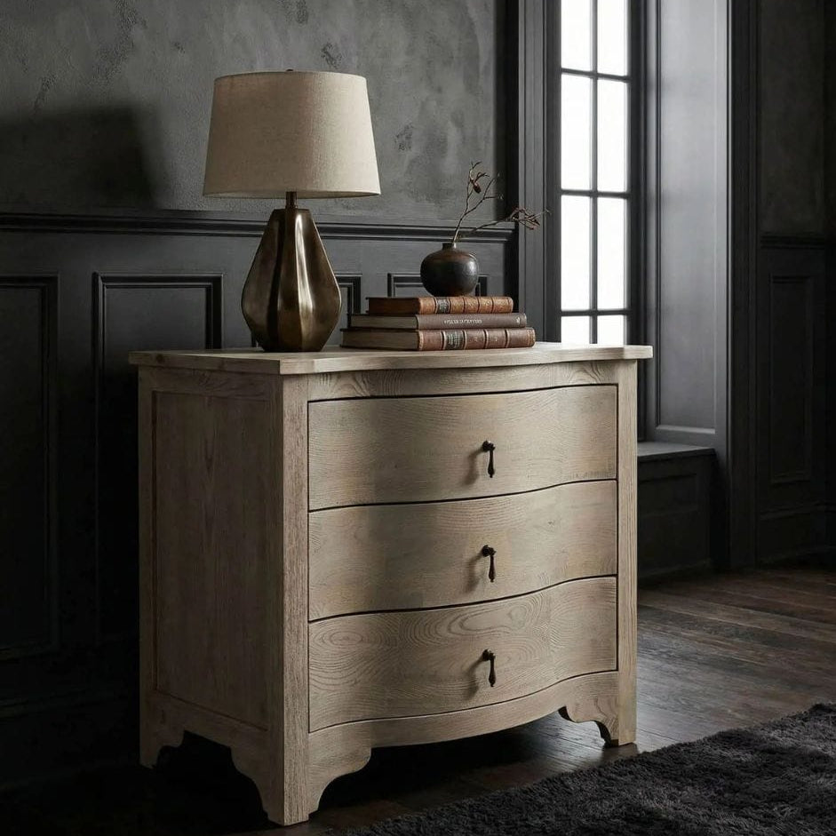 Curved Front Side Table Nightstands + Bedside Tables GTAB290VGR 00842449107489