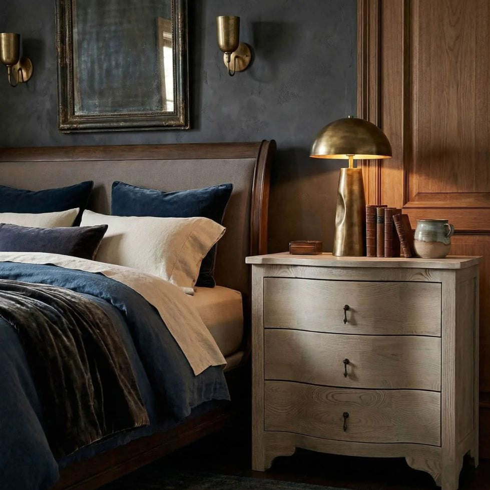 Curved Front Side Table Nightstands + Bedside Tables GTAB290VGR 00842449107489