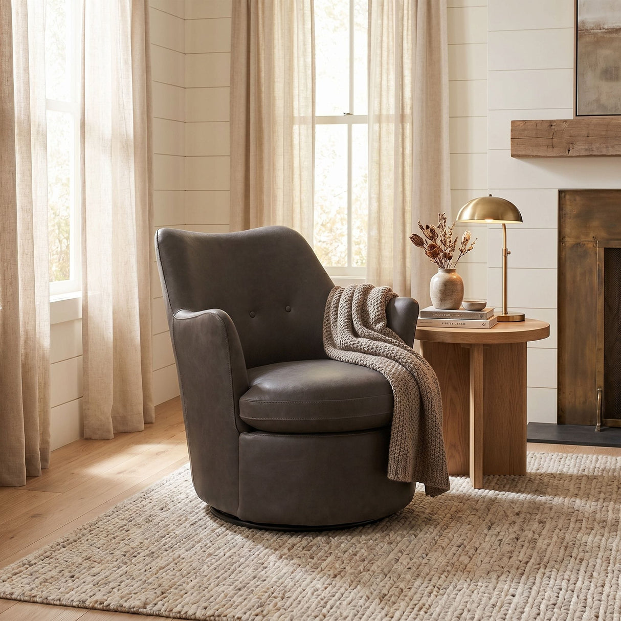 Hotchkiss Swivel Arm Chair Occasional + Accent Chairs LEA-C0672-1D 00842449138018