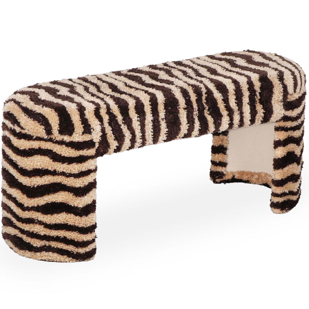 Sahara Brown Striped Tufted Bench