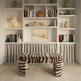 Sahara Brown Striped Tufted Bench