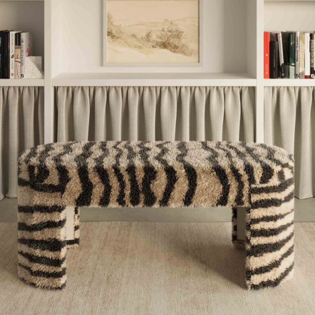 Sahara Brown Striped Tufted Bench