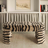 Sahara Brown Striped Tufted Bench