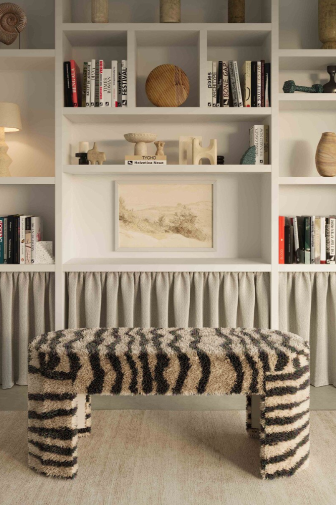 Sahara Brown Striped Tufted Bench