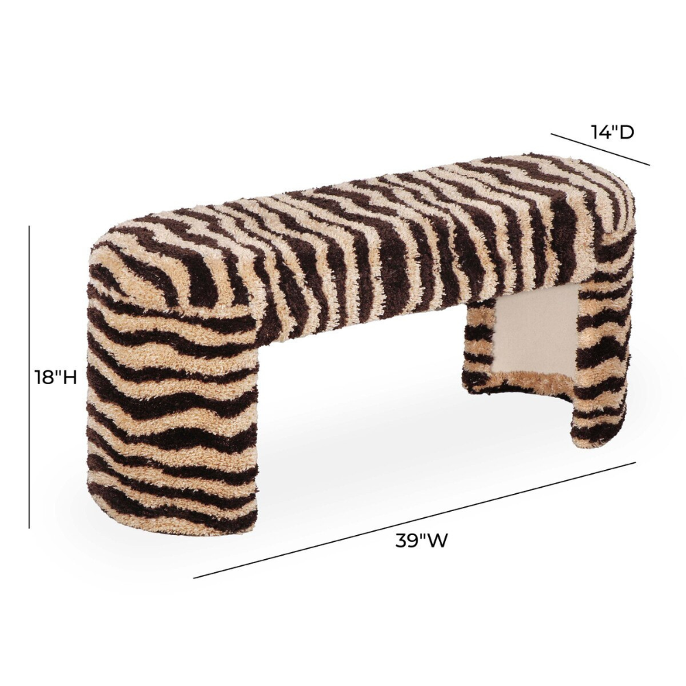 Sahara Brown Striped Tufted Bench