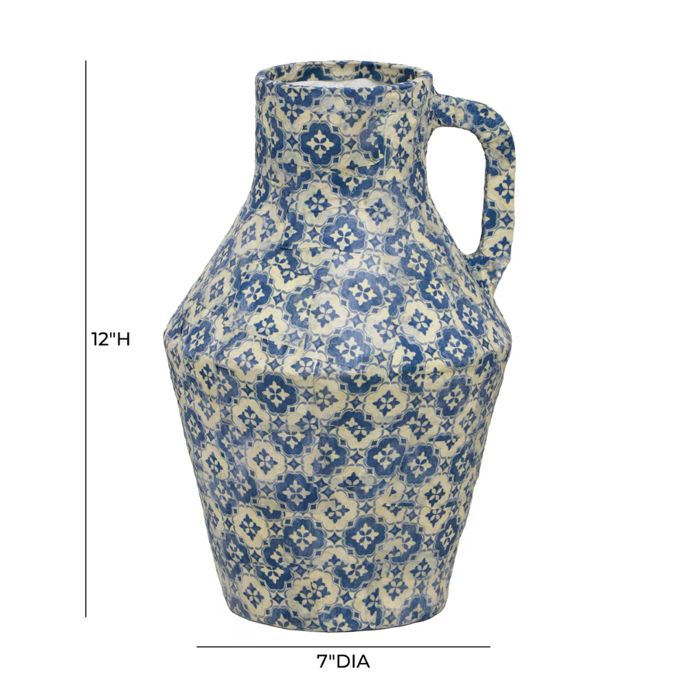 Maya Mache Vase in Lisbon Tile