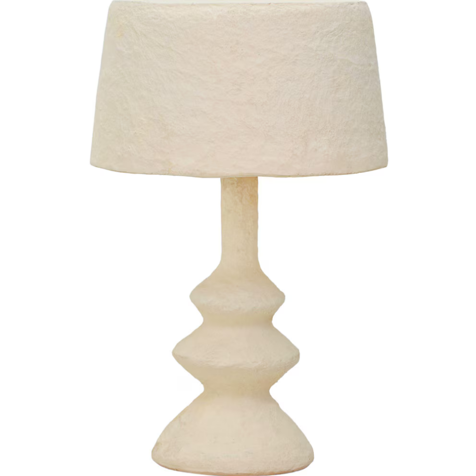 Ivory Cotton Mache Table Lamp