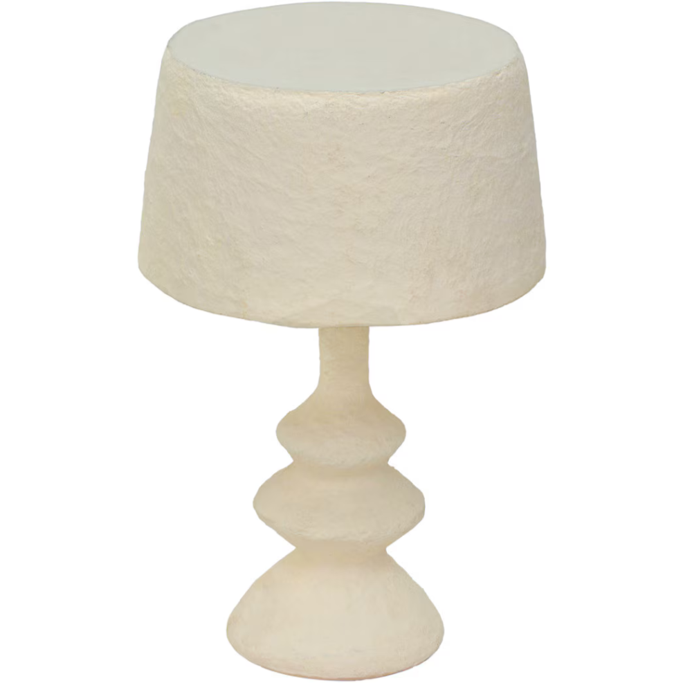 Ivory Cotton Mache Table Lamp