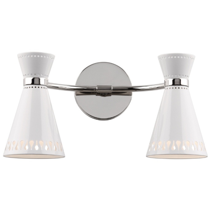 Jonathan Adler Havana Double Wall Sconce with White Shade