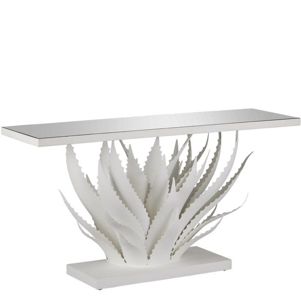 Currey & Company Agave White Console Table Meadow Blu