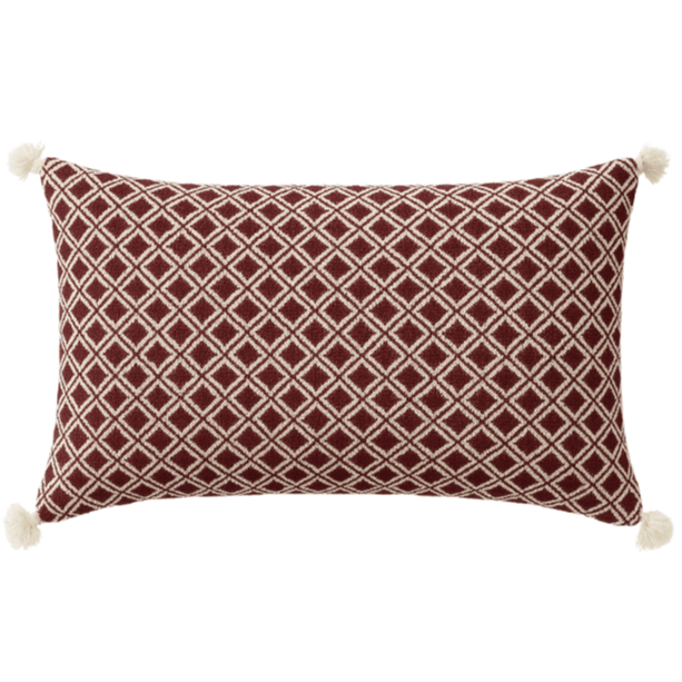 Antigua Pillow Burgandy Geometric Pillow & Decor archive-burgandy-geometric