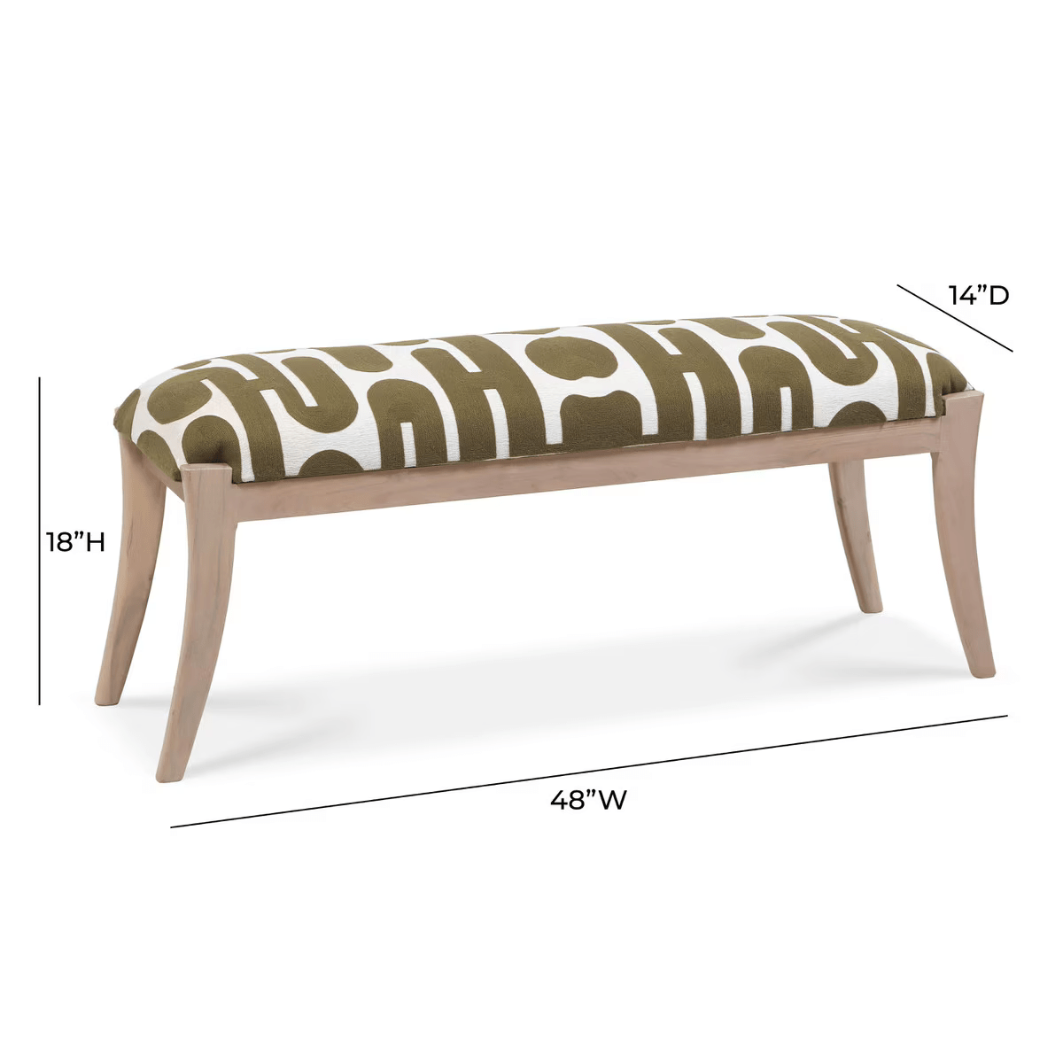 Arielle Olive & White Embroidered Bench Bench TOV-OC18726