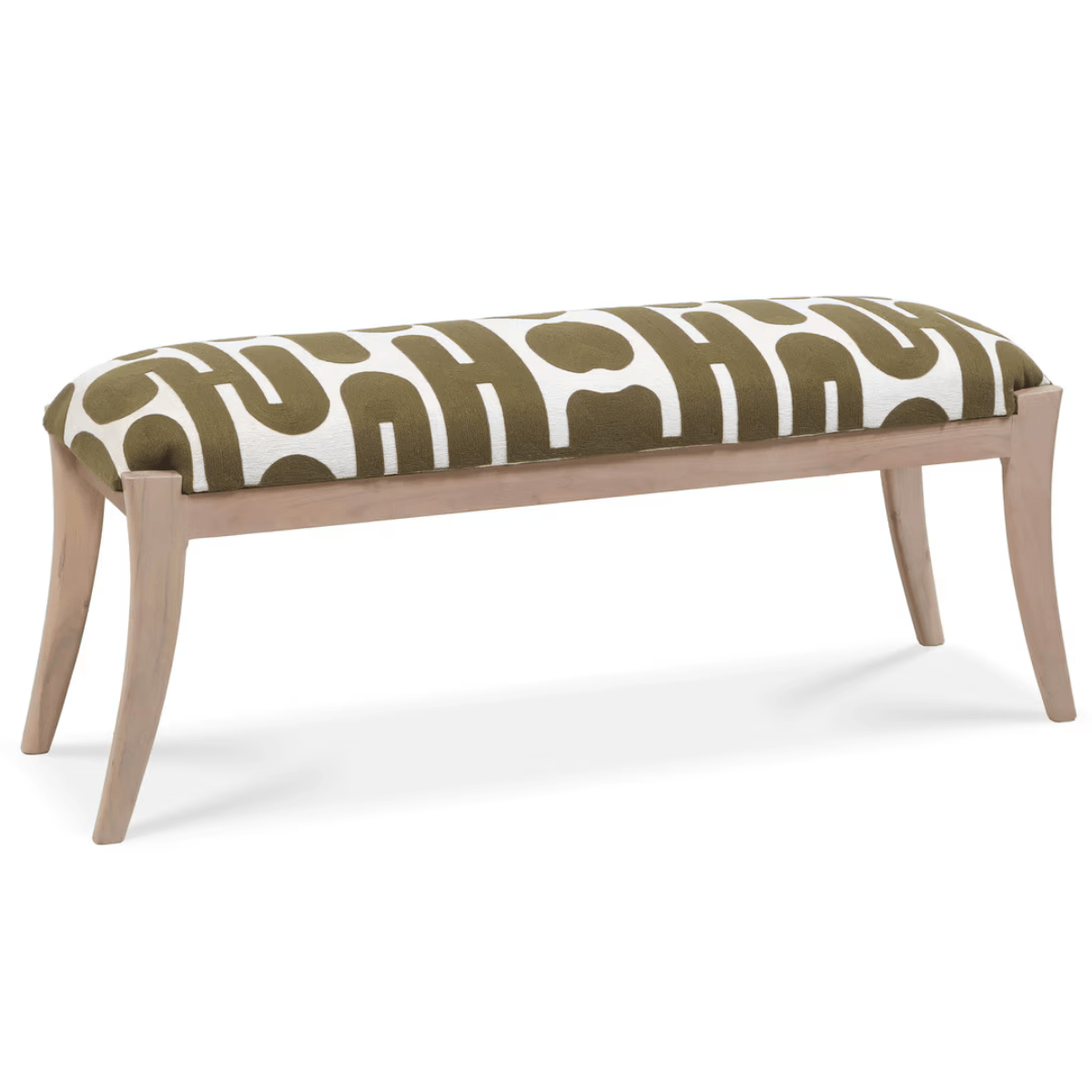 Arielle Olive & White Embroidered Bench Bench TOV-OC18726