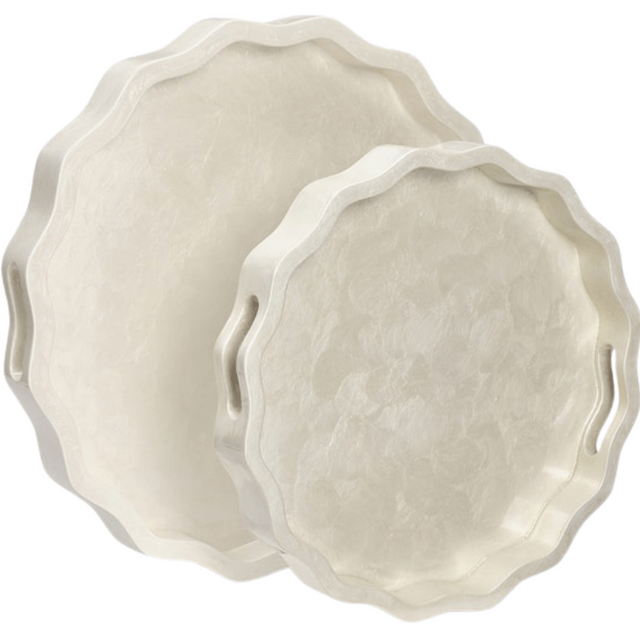 Barbetta Tray (Set of 2) Decorative Object OBJBARBETTRWHS2