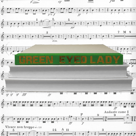 Blu Books - Gold Lettered Song Title on Bright Green Decor e-lawrence-GL-SONG-COLOR-BG-XL
