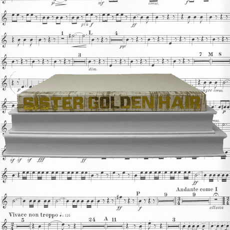 Blu Books - Gold Lettered Song Title on Gold Brushstrokes Decor e-lawrence-GL-SONG-COLOR-BGOLD-XL