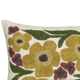 Botanical Embroidered Daisy Wool Accent Cushion Pillow & Decor TOV-C18739