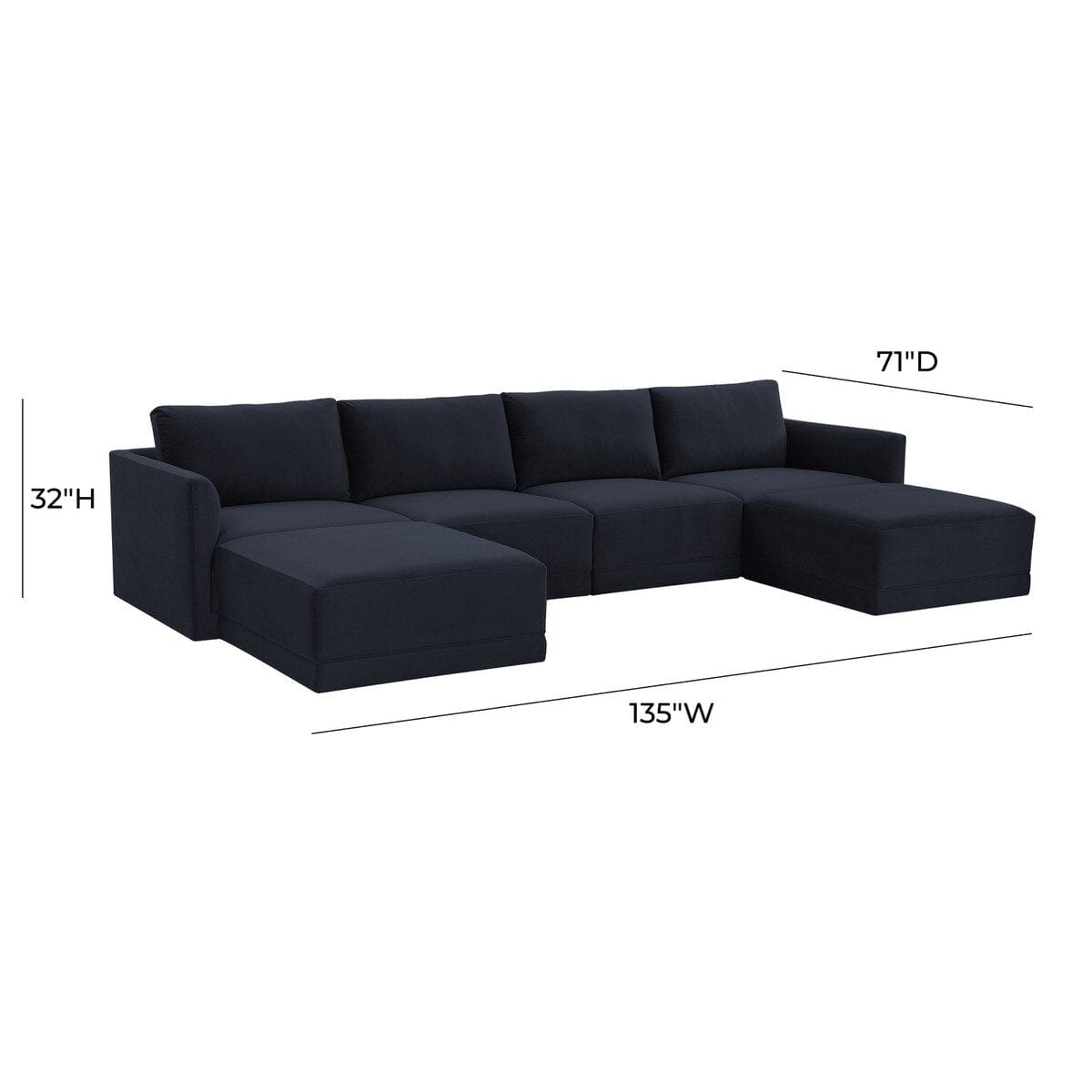 Briarwood Velvet Modular U Sectional Sectional