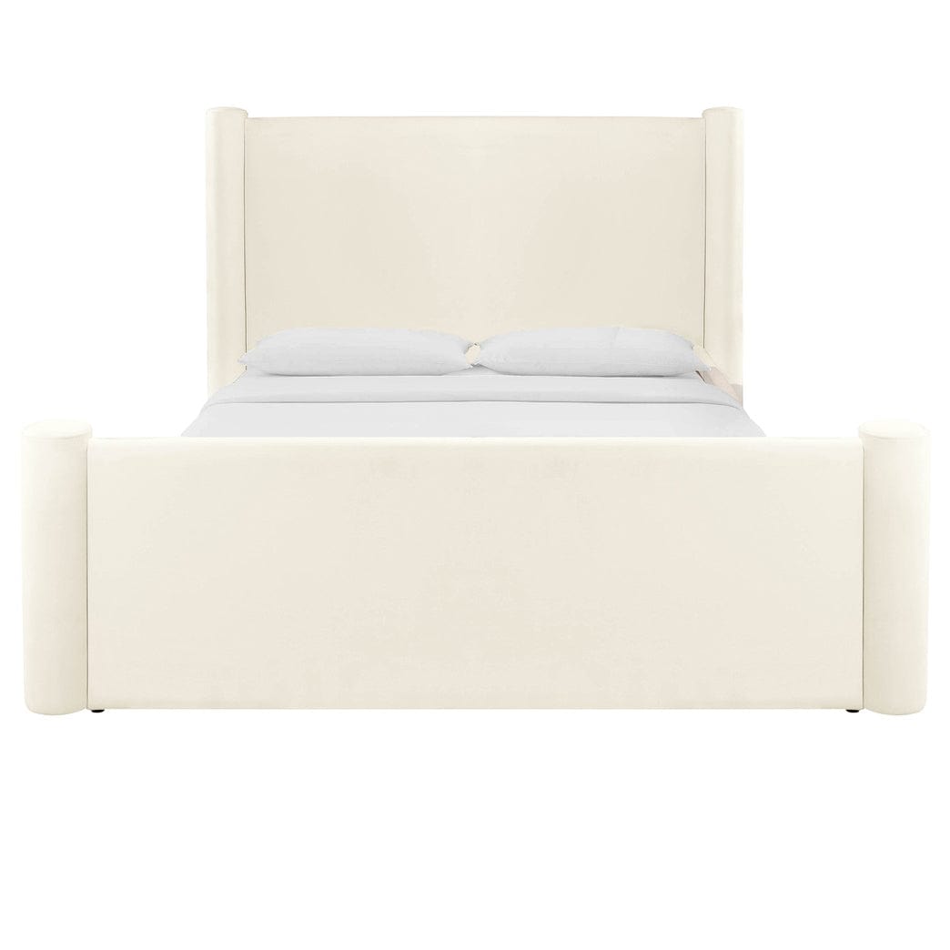 Candelabra Home Athara Cream Velvet Bed Beds & Bed Frames