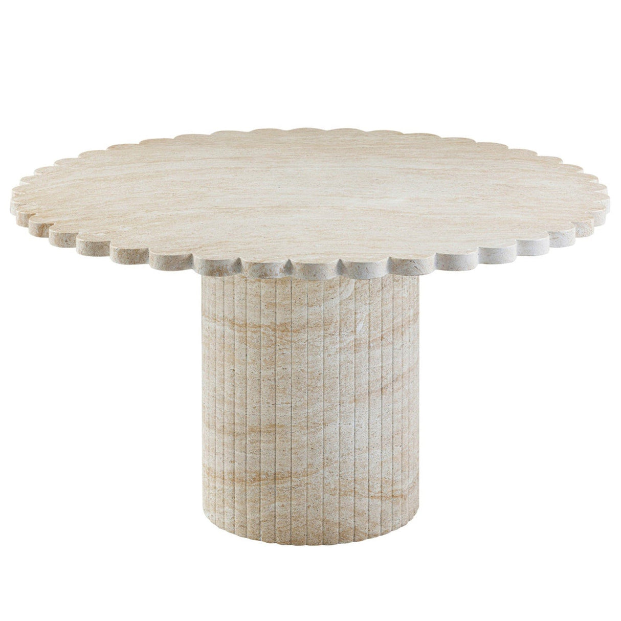 Candelabra Home Blossom Washed Travertine Finish Indoor / Outdoor 54" Round Dining Table Outdoor Dining Tables TOV-D54349