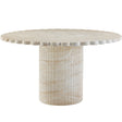 Candelabra Home Blossom Washed Travertine Finish Indoor / Outdoor 54" Round Dining Table Outdoor Dining Tables TOV-D54349
