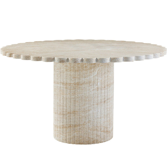 Candelabra Home Blossom Washed Travertine Finish Indoor / Outdoor 54" Round Dining Table Outdoor Dining Tables TOV-D54349