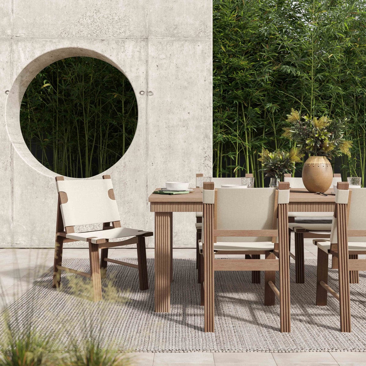 Candelabra Home Cassie Natural Outdoor Rectangular Dining Table Outdoor Dining Tables