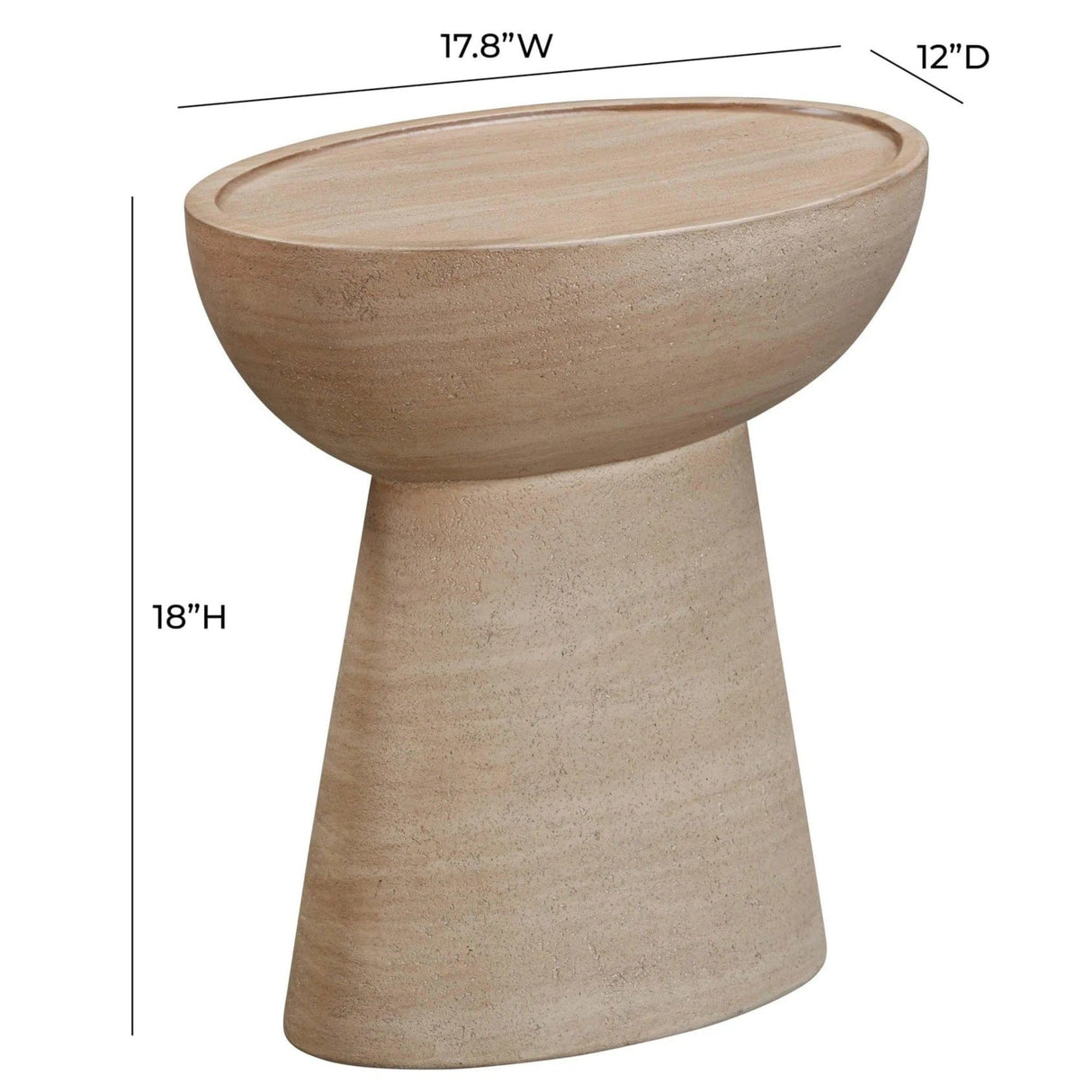 Candelabra Home Eclipse Textured Faux Travertine Indoor/Outdoor Side Table Side Tables TOV-O54274
