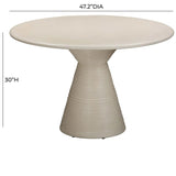Candelabra Home Fern Beige Textured Faux Plaster Concrete Indoor/Outdoor Dining Table Dining Tables TOV-O54277