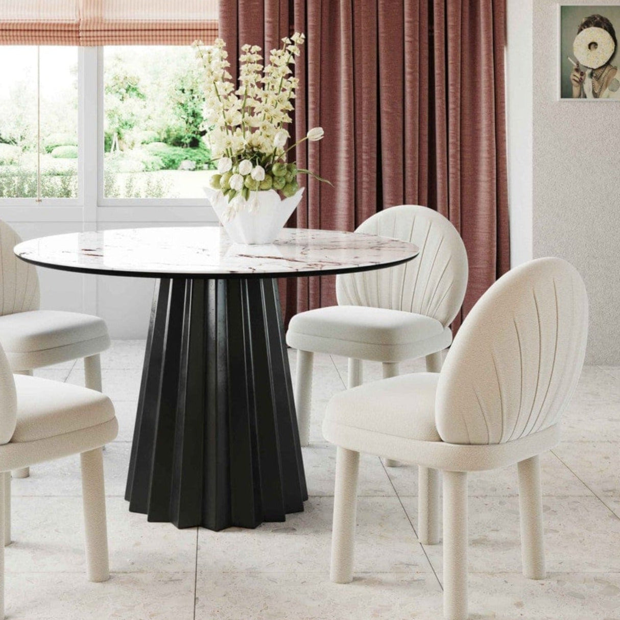 Candelabra Home Jimena Marble Ceramic 47" Round Dining Table Dining Tables TOV-D68688