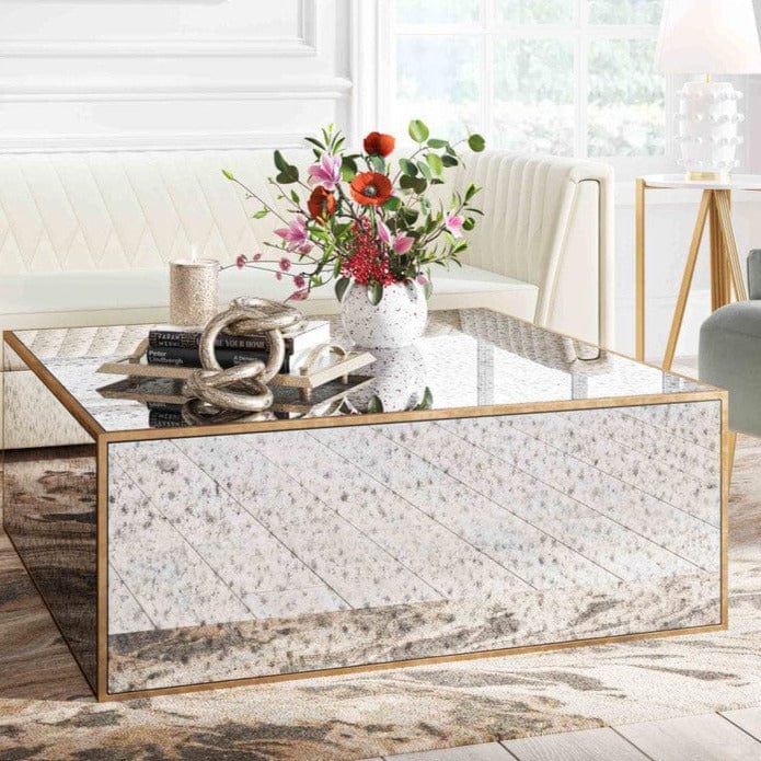 Mirrored gold on sale side table