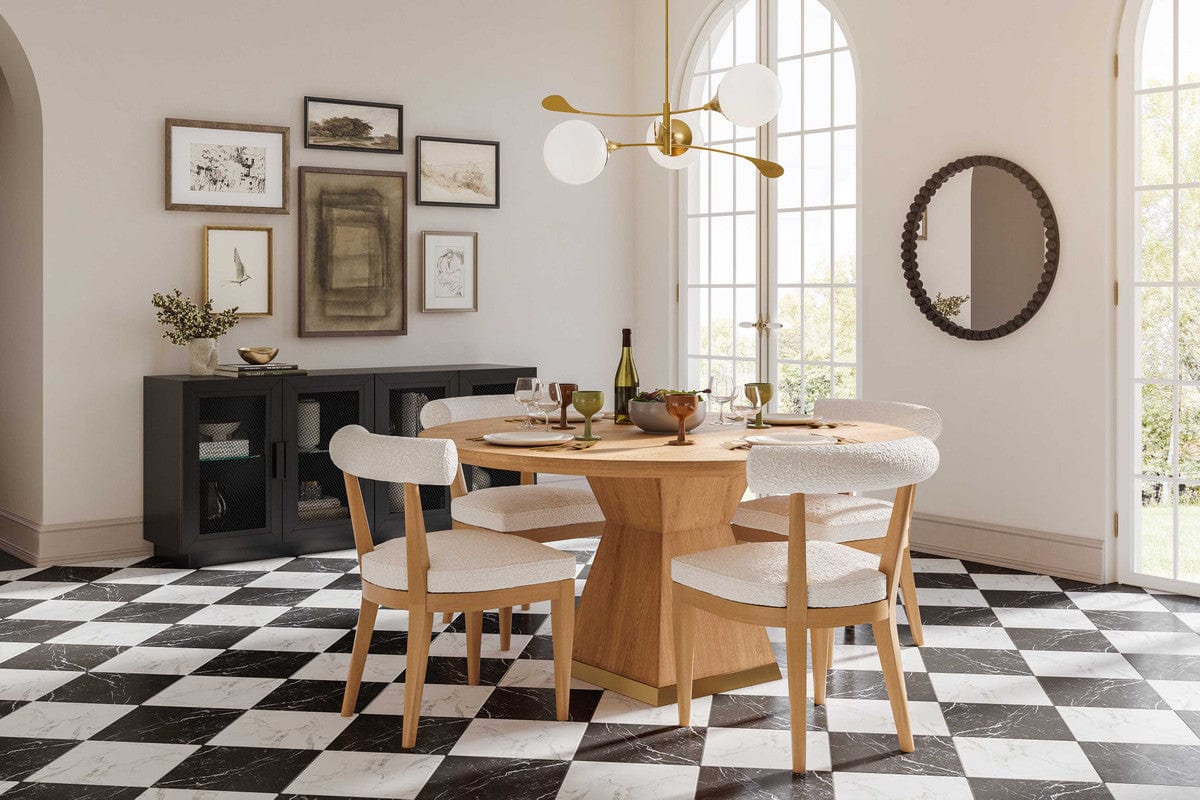 Tatum Natural Wood Round Dining Table Meadow Blu