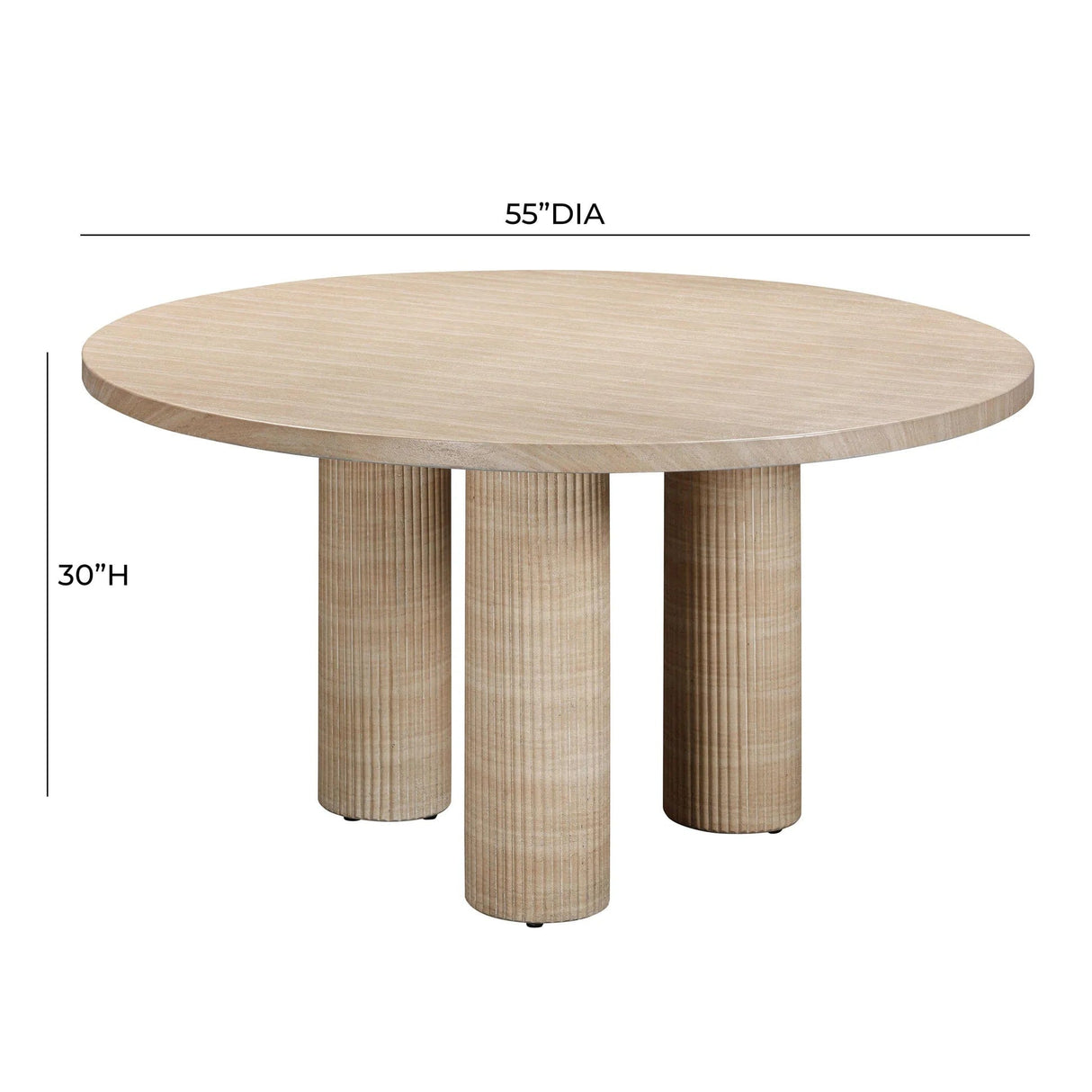 Candelabra Home Patti Textured Faux Travertine Indoor/Outdoor Dining Table Dining Tables TOV-O54276