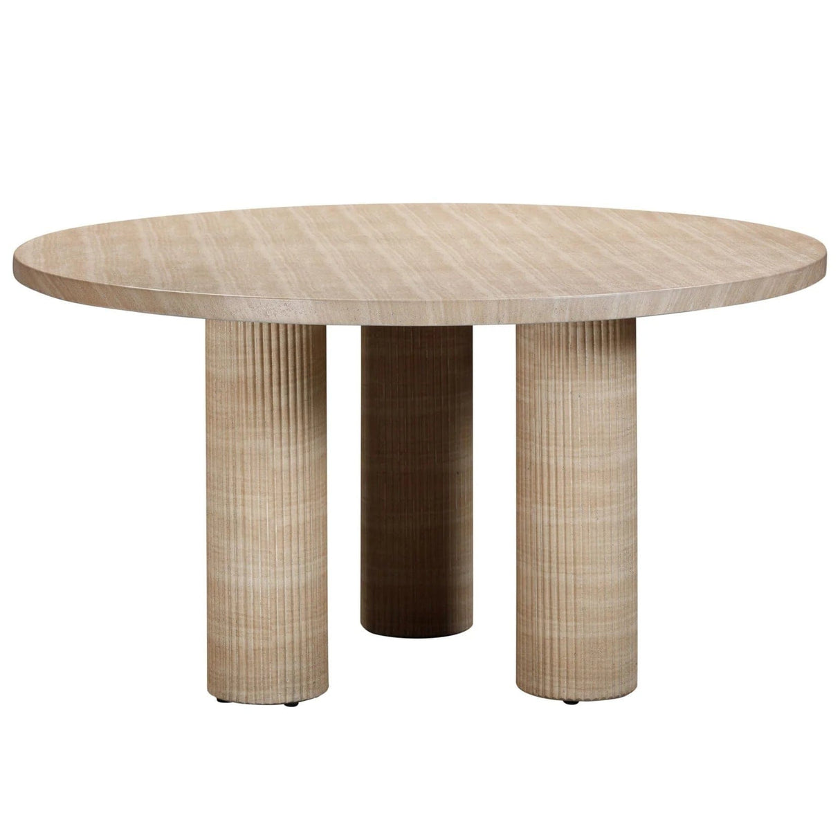 Candelabra Home Patti Textured Faux Travertine Indoor/Outdoor Dining Table Dining Tables TOV-O54276