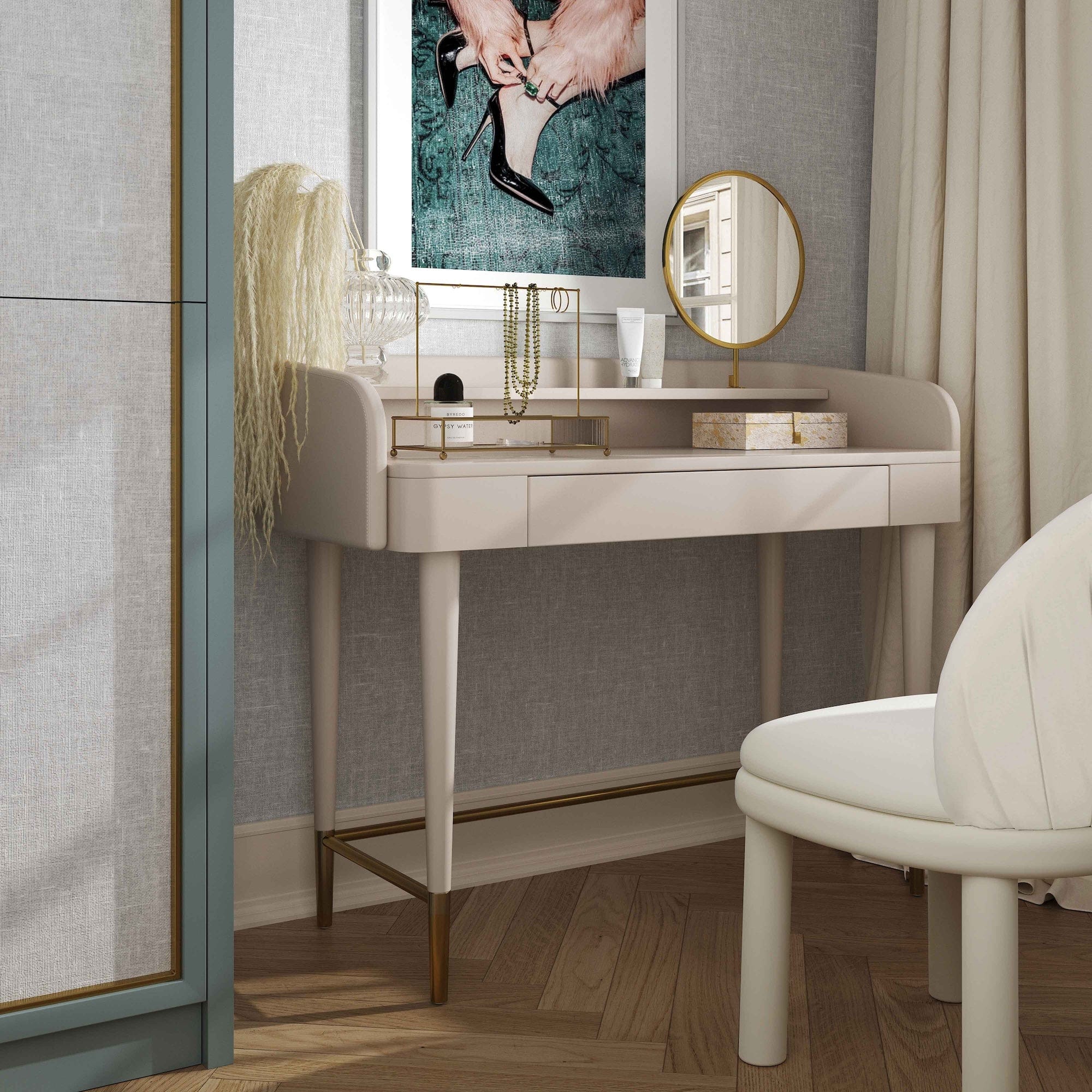 Sol Vegan Leather Wrapped Vanity Desk – Meadow Blu