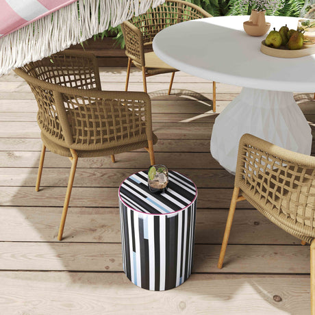 Dylan Ceramic Modern Stripes Print Indoor/Outdoor Stool