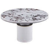 Candelabra Home Vanessa White Marble Lacquer 53" Round Dining Table Dining Tables TOV-D68760