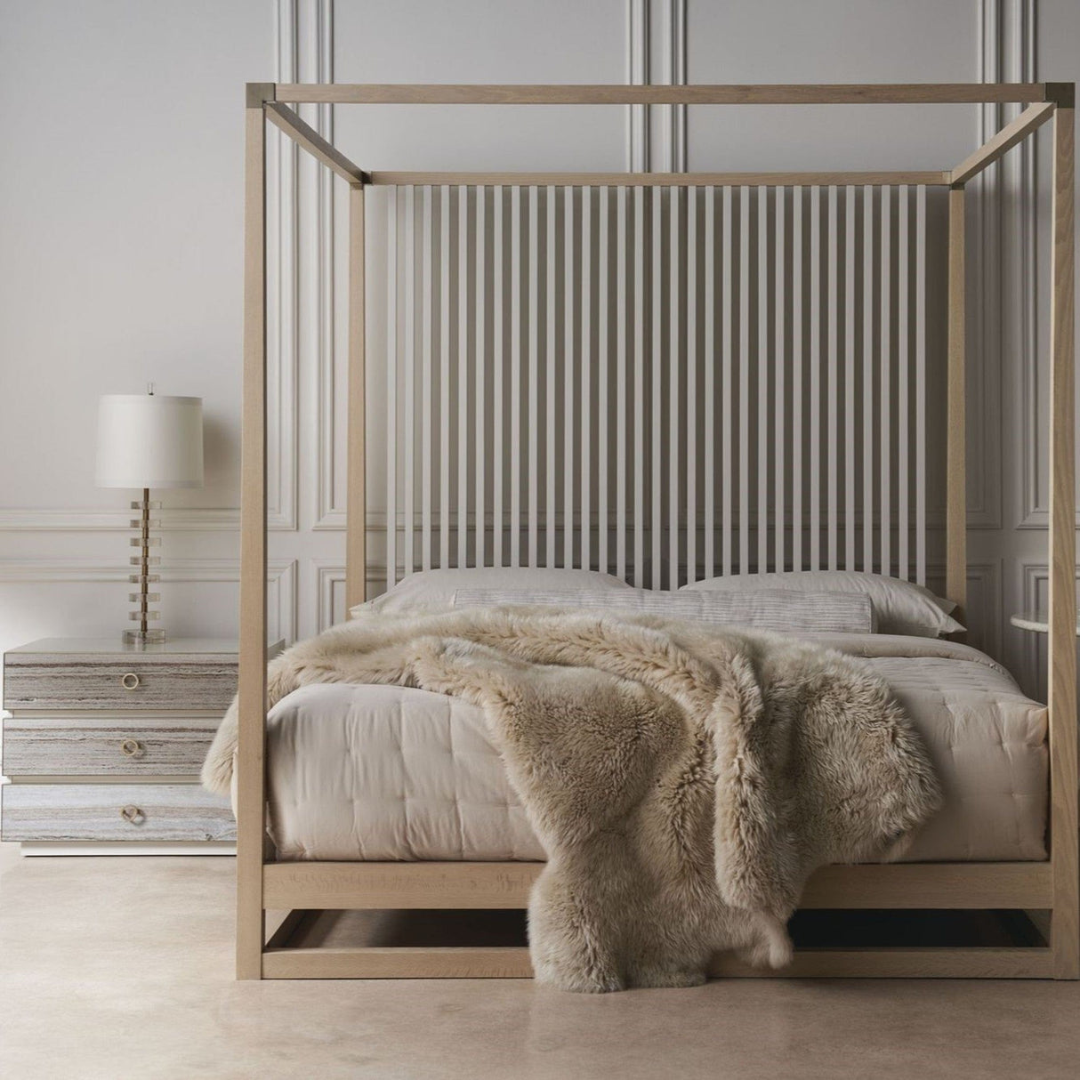 Caracole Pinstripe Light Bed Beds & Bed Frames